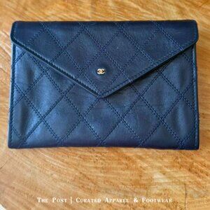 Chanel 🏷️ Rare Vintage Quilted Satin Envelope Pouch (Unisex)